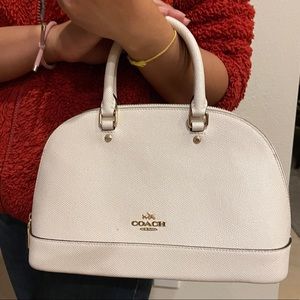 White leather Coach hand bag